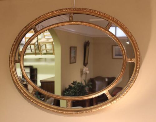 19thc. Gilt Oval Mirror