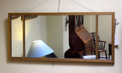 A Simple 19thc. Three Paneled Gilded Mirror
