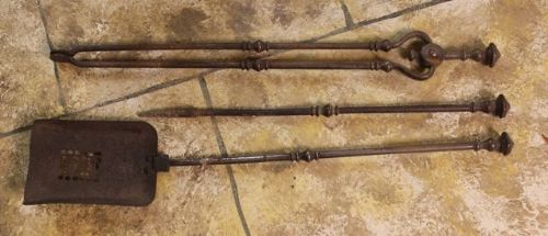 Set of Three 19thc. Steel Fire Irons