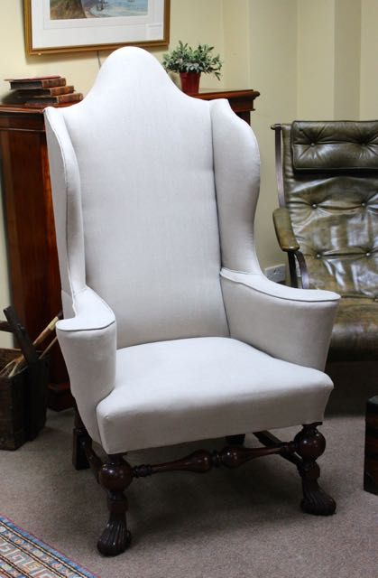 19thc. Walnut Wing Armchair