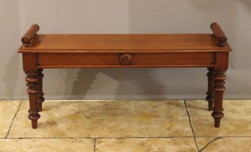 19thc. Mahogany Hall Bench