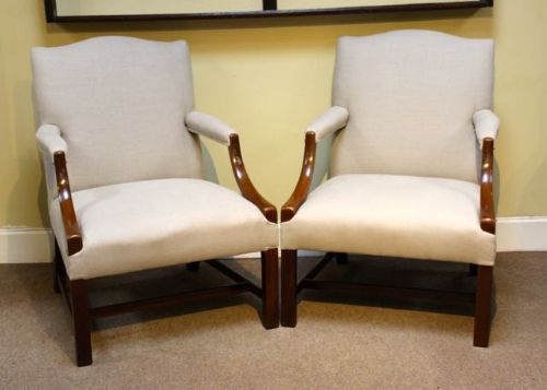 Pair of 19thc. Mahogany Gainsborough Chairs