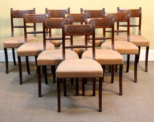 A Set of Ten Regency Mahogany Dining Chairs