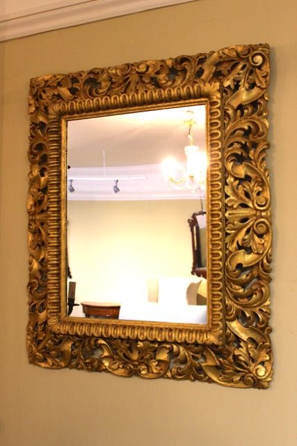 19thc. Florentine Carved Wood Gilt Mirror