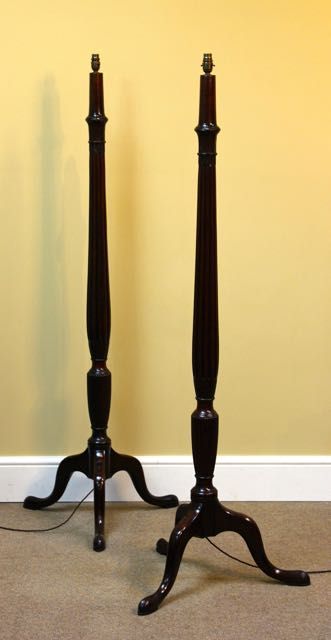 A Pair of 19thc. Mahogany Standard Lamps