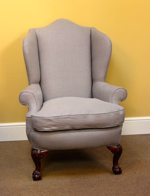 19thc Walnut Wing Upholstered Armchair