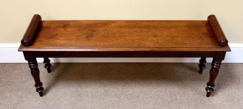 19thc. Mahogany Hall Bench