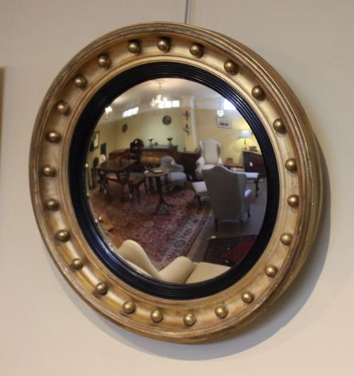 19thc. Gilded Convex Mirror