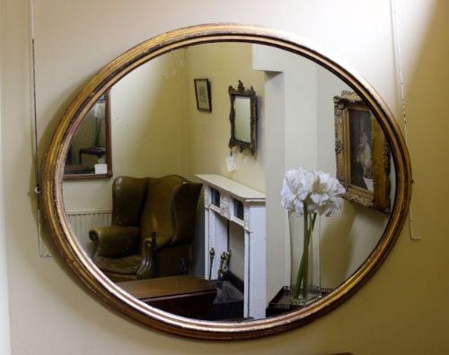 Large 19thc Oval Gilt Mirror