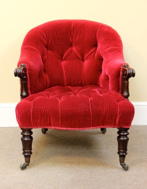19thc Walnut Button Back Armchair