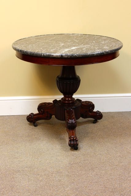 19thc Mahogany Centre Table with Marble Top