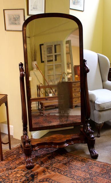 19thc Mahogany Cheval Mirror