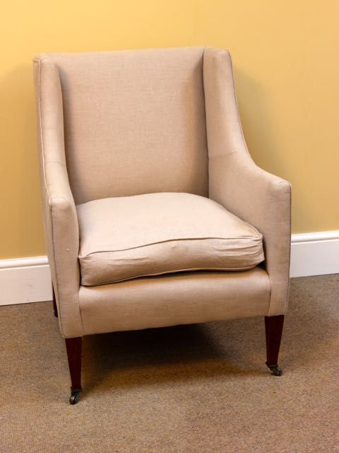 Small 19thc. Walnut Wing Upholstered Armchair