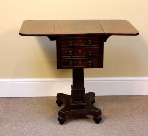 19thc Rosewood Pillar Pembroke Work Table
