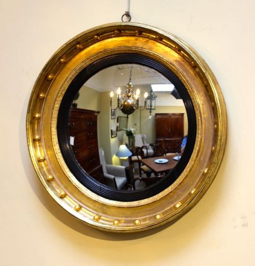 19thc Gilt Convex Mirror
