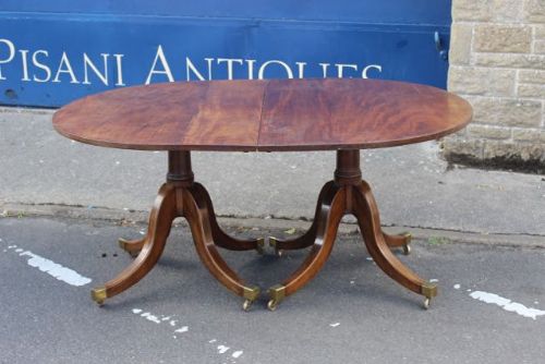 19thc. Mahogany Two Pillar Dining Table