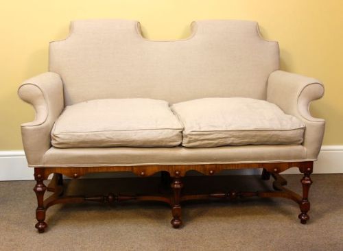 Late 19thc. Walnut Upholstered Sofa