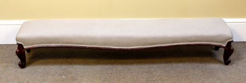 19thc. Walnut Upholstered Long Hearth Foot Stool