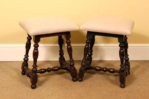 Pair of 19thc. Walnut Stools
