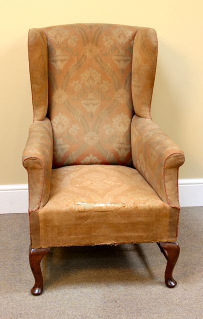 19thc. Walnut Wing Armchair