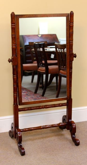 19thc. Mahogany Cheval Mirror of Small Proportions