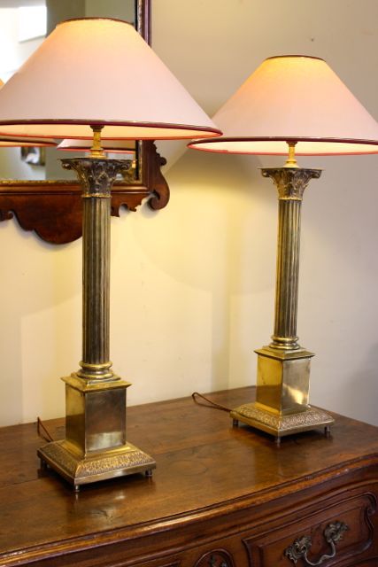 A Pair of Mid 20thc. Brass Lamps
