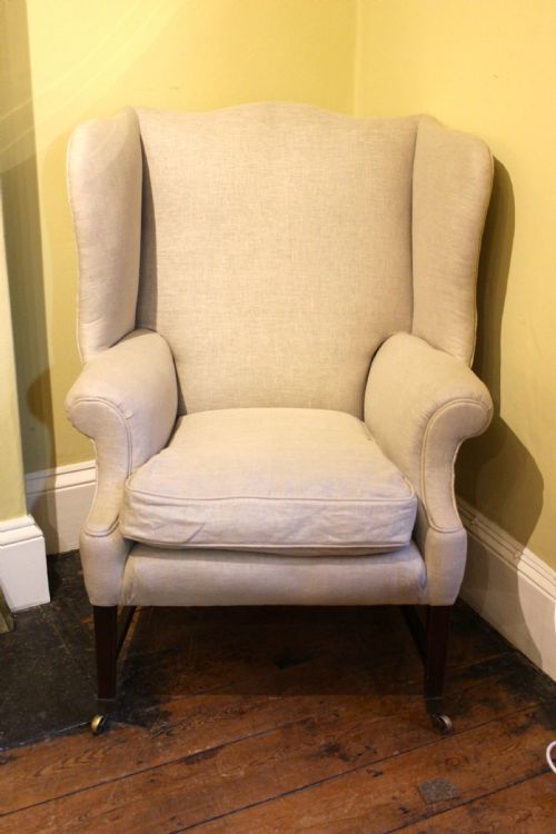 19thc. Mahogany Wing Armchair
