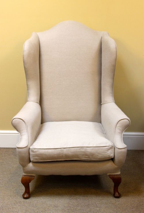 19thc. Walnut Upholstered Wing Armchair