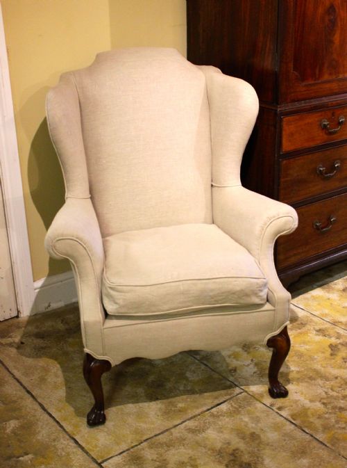 19thc. Walnut Wing Armchair