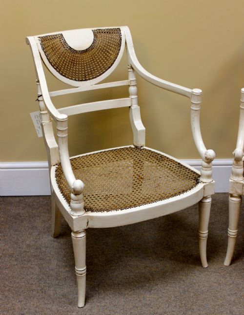 A PAIR OF REGENCY PAINTED BERGERE CHAIRS - ADDITIONAL PHOTO 2