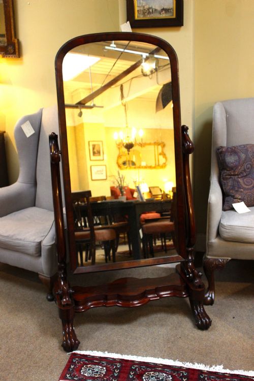 19thc. Mahogany Cheval Mirror