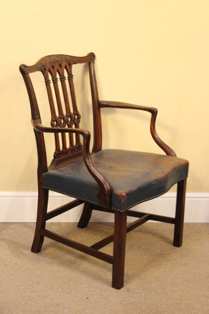 Early 19thc. Mahogany Carver Armchair