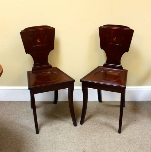 PAIR OF REGENCY MAHOGANY HALL CHAIRS - ADDITIONAL PHOTO 1