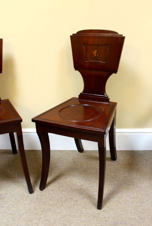PAIR OF REGENCY MAHOGANY HALL CHAIRS - ADDITIONAL PHOTO 2