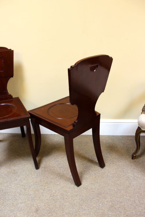 PAIR OF REGENCY MAHOGANY HALL CHAIRS - ADDITIONAL PHOTO 4
