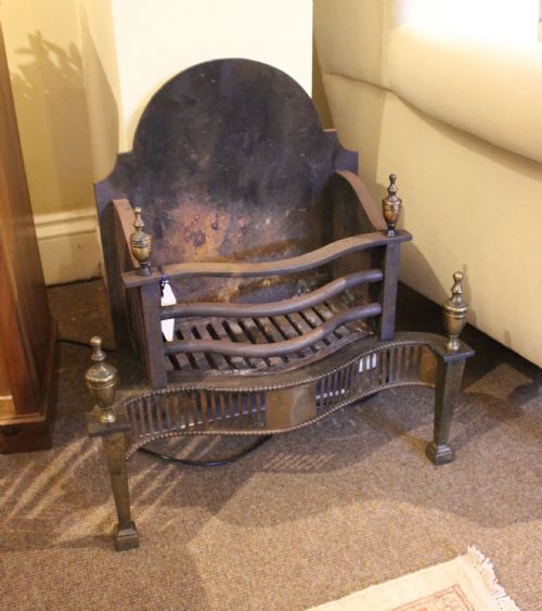 fig 1. 19thc Brass & Steel Serpentine Fronted  Fire Basket 
