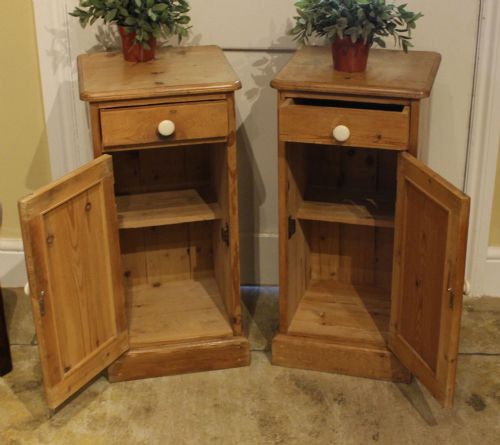 fig 1. Pair Of Pine 19thc Bedside Cabinets