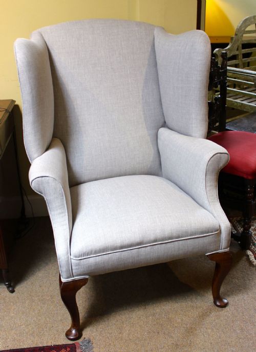 19THC LARGE WALNUT WING ARMCHAIR - ADDITIONAL PHOTO 1