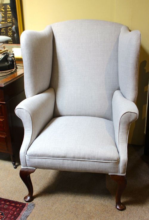 19THC LARGE WALNUT WING ARMCHAIR - ADDITIONAL PHOTO 2