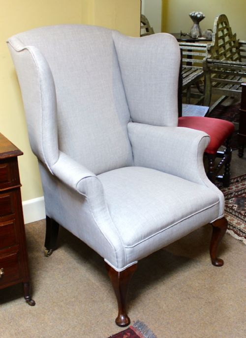 19THC LARGE WALNUT WING ARMCHAIR - ADDITIONAL PHOTO 3
