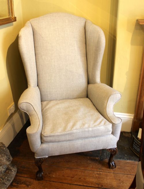 Early 20thc Walnut Wing Armchair