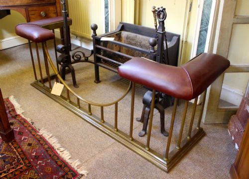 19thc Brass & Leather Club Fender