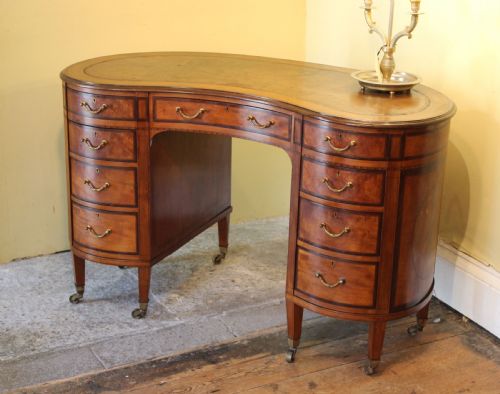 fig 2. Late 19thc Satin Wood Kidney Shaped Desk