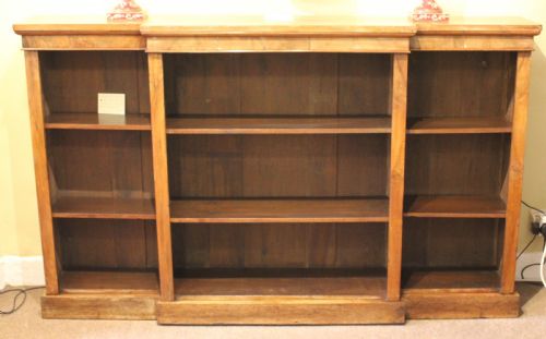 19thc Walnut Break Front Bookcase