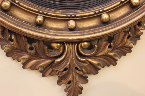 LATE 19THC GILT WOOD CONVEX MIRROR - ADDITIONAL PHOTO 1