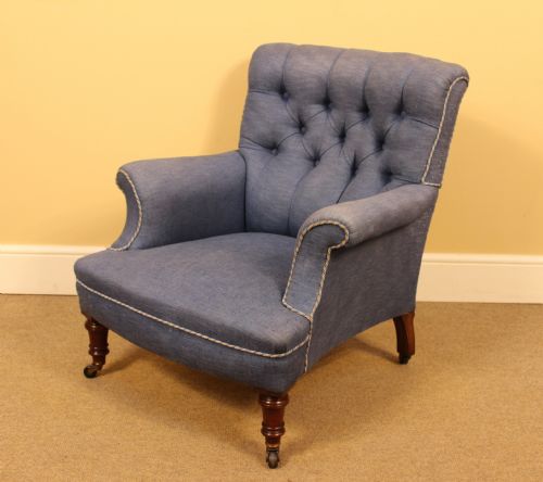 19thc Walnut Button Back Armchair