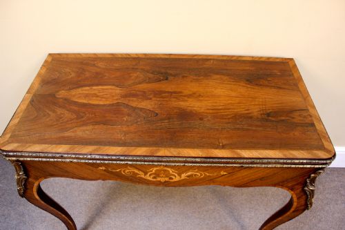 19THC ROSEWOOD KINGSWOOD CROSS BANDED CARD TABLE - ADDITIONAL PHOTO 2