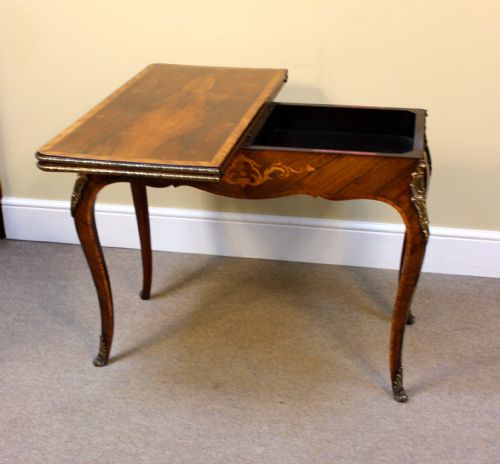 19THC ROSEWOOD KINGSWOOD CROSS BANDED CARD TABLE - ADDITIONAL PHOTO 4