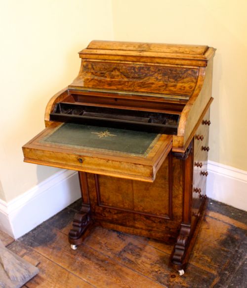 19THC BURR WALNUT DAVENPORT DESK - ADDITIONAL PHOTO 2