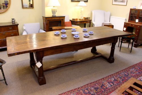 Late 19thc. Elm Three Plank Refectory Table